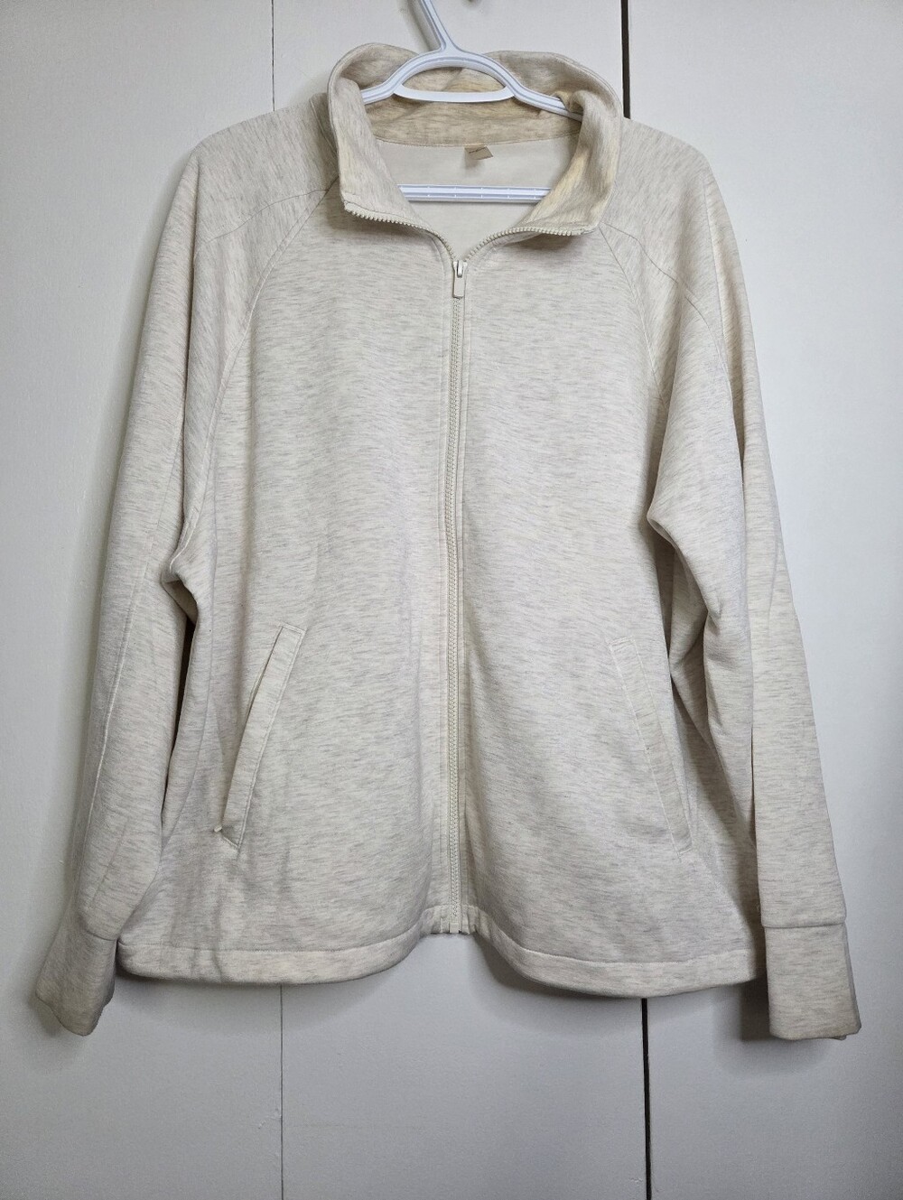 Reitmans Hyba Women's XL Off White Athletic Sport Zip Up Soft Feel No Hood